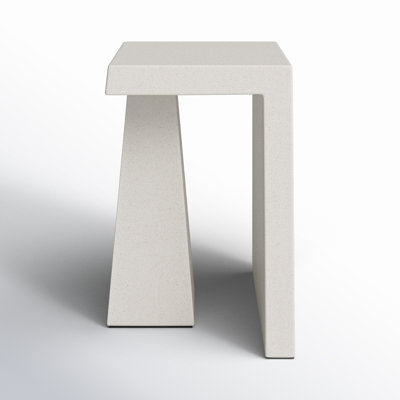 Johari Off White End Table Faux Concrete Top and Base Rectangular Textured Finish Abstract Side Table