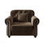 Canapé Chesterfield de 41,3 po en velours avec garniture cloutée et accoudoirs roulés, canapé de style Mid-Century moderne capitonné avec boutons, brun-129334021