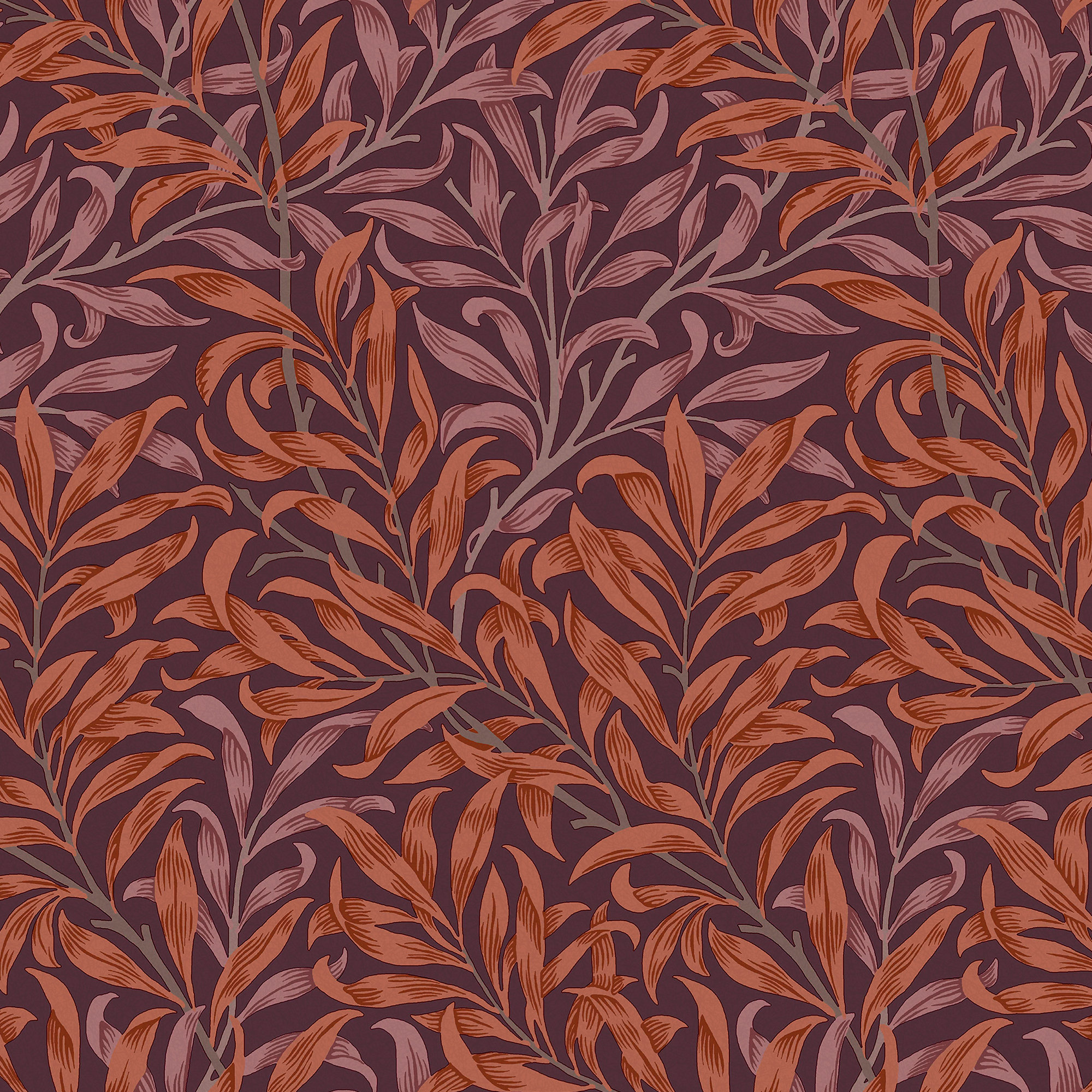 Floral Wallpaper, Plum