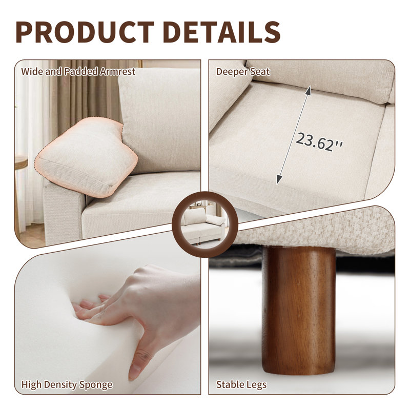 Canapé modulaire moderne pour le salon, Chenille beige