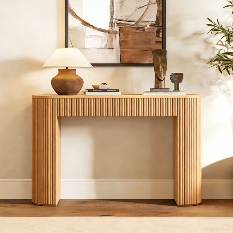 Console rétro avec tiroirs Retro, H 29,92 po x l 55,12 po x P 11,81 po, Bois naturel