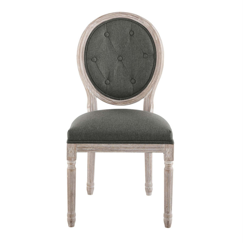 Chaise d'appoint capitonnée à dossier King Louis en noir / gris clair, Naturel, Polyester gris foncé