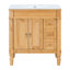 Meuble-lavabo moderne, structure en bois massif et panneau de fibres à densité moyenne, 2 portes et 3 tiroirs, conception à fermeture en douceur, tablette ajustable en forme de U, lavabo en céramique, ensemble d'armoires de rangement pour salle de bain, conception moderne et élégante