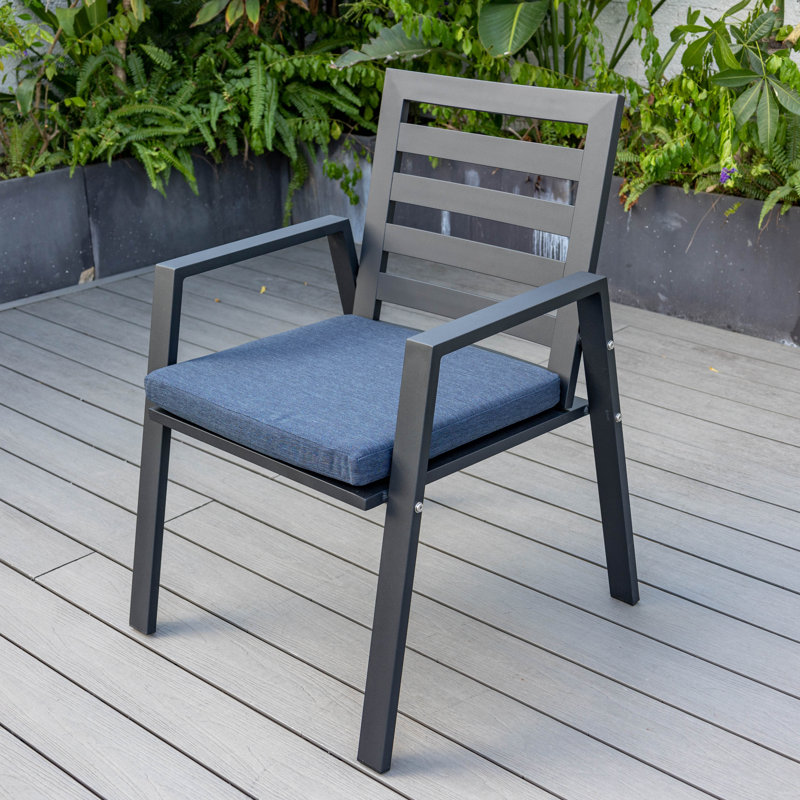 Fauteuil de patio moderne Letendre, Bleu anthracite, Simple