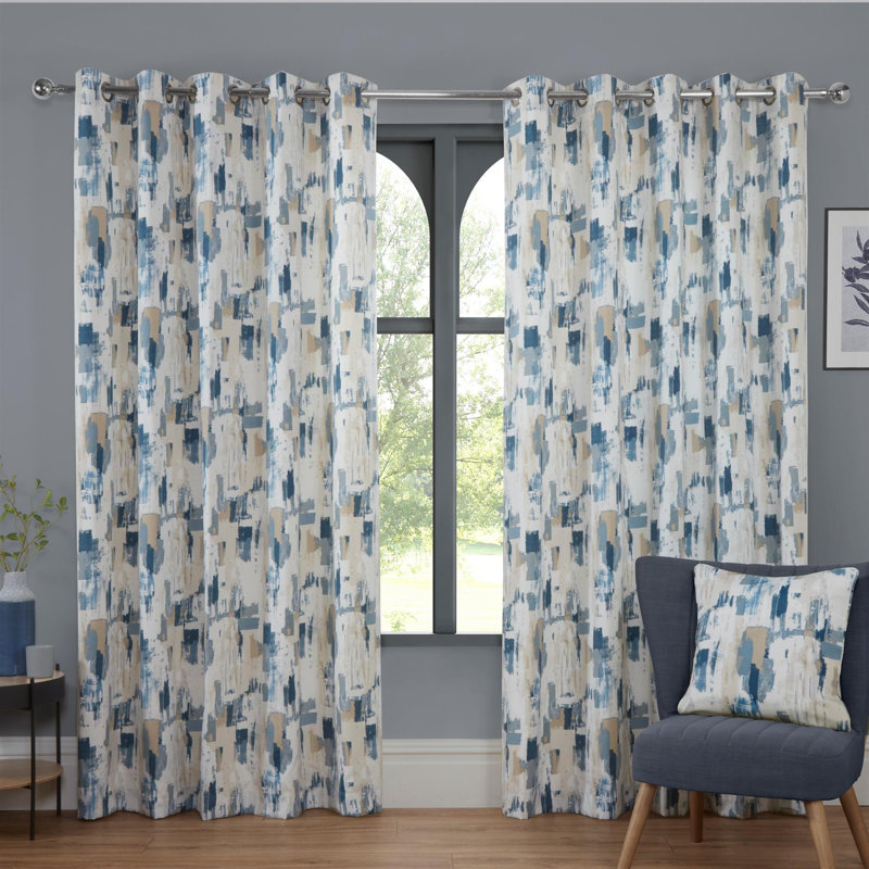 Cotton Blend Room Darkening Curtain Panel Pair, Cobalt, 46x90"