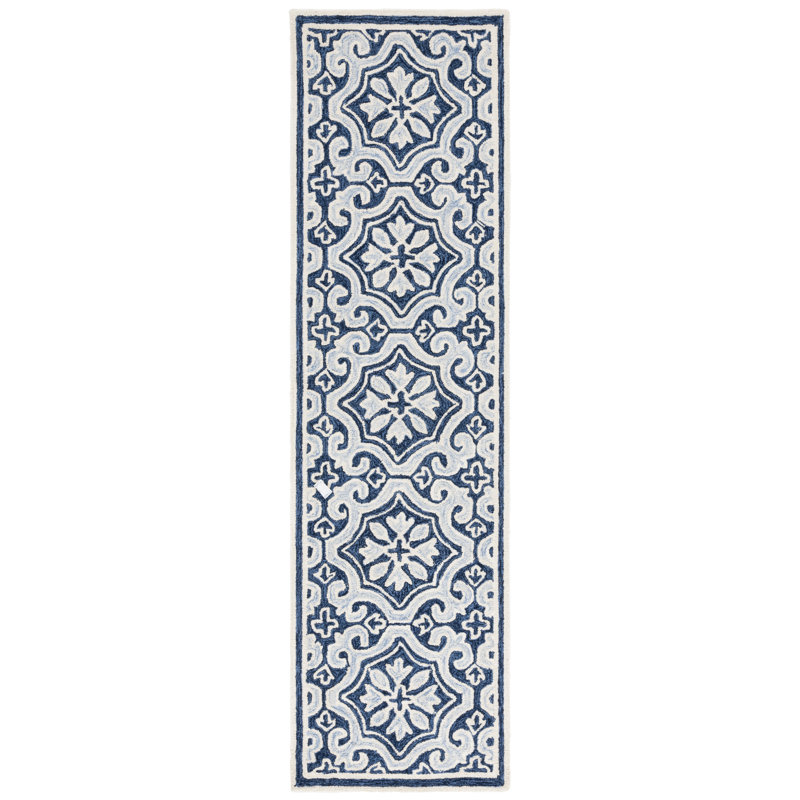 Tapis bleu marine / ivoire Lauren Ralph Lauren 6944, Tapis de couloir 2 pi 3 po x 8 pi
