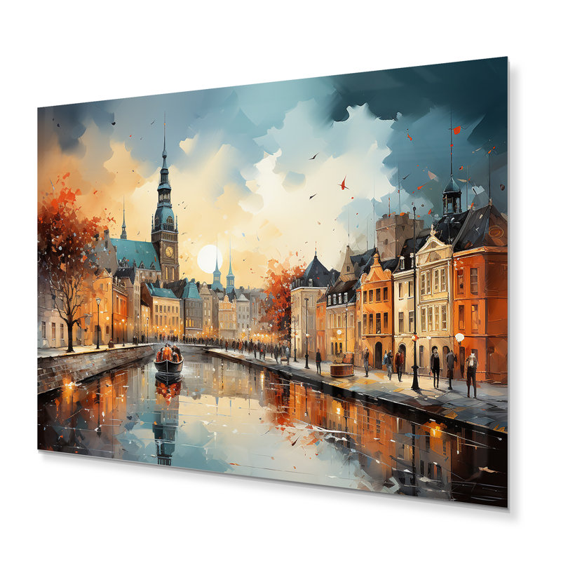 Danemark, paysage urbain symphonie II - impressions d'art mural en métal, H 30 po x l 40 po x P 1 po