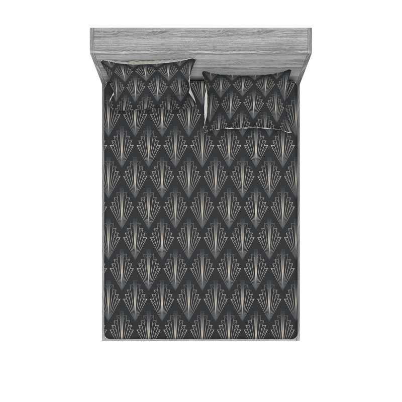 Drap-housse et taie décorative Ambesonne Abstract Concept 60s gris et brun clair