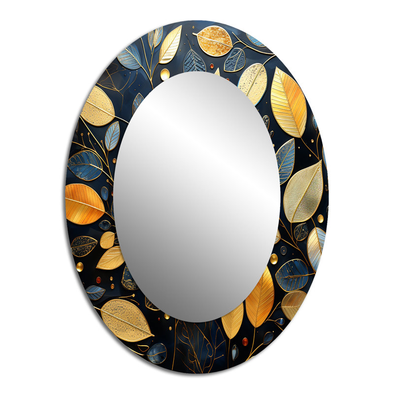 Miroir mural ovale noir et doré, 40 po x 30 po