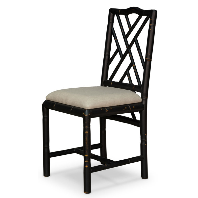 Brighton Fabric Cross Back Side Chair in Beige, Black