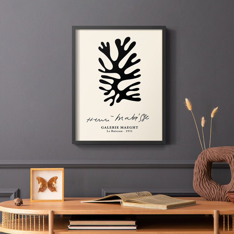 Matisse CXLIX, reproduction encadrée - bois massif, Noir, H 20 po x l 16 po