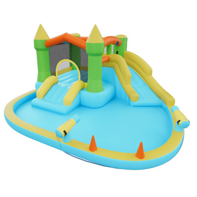 Inflatable Bounce House, 12.5 x 13.1 x 6.5 ft Inflatable Bounce House Water Slide, Bouncer Castle with Castle Bounces, Basketball Hoop, Splash Pool & Water Ring Toss, for 3 to 4 Kids Ages 3 to 8
