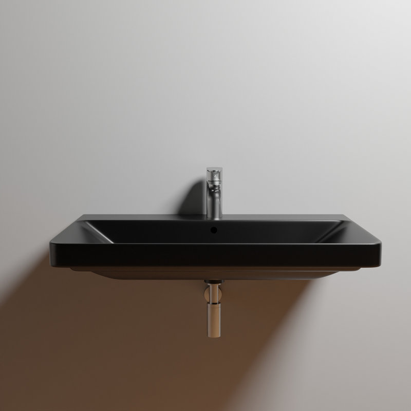 Luxury 31.7'' L Bathroom Sink, Single Faucet Hole, Matte Black