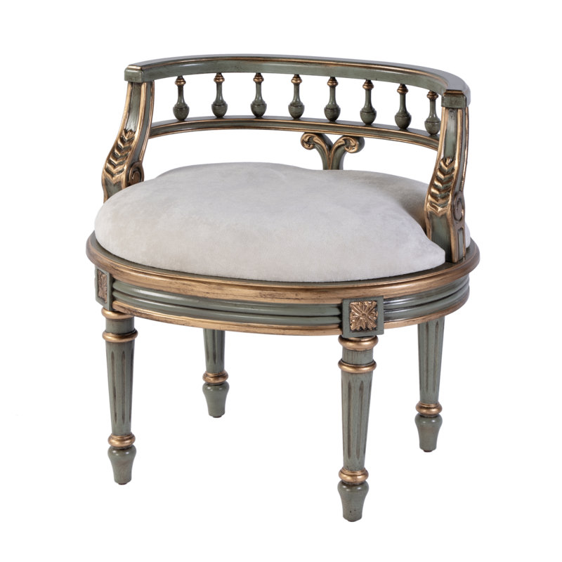 Jules Upholstered Vanity Stool, Pastel Green