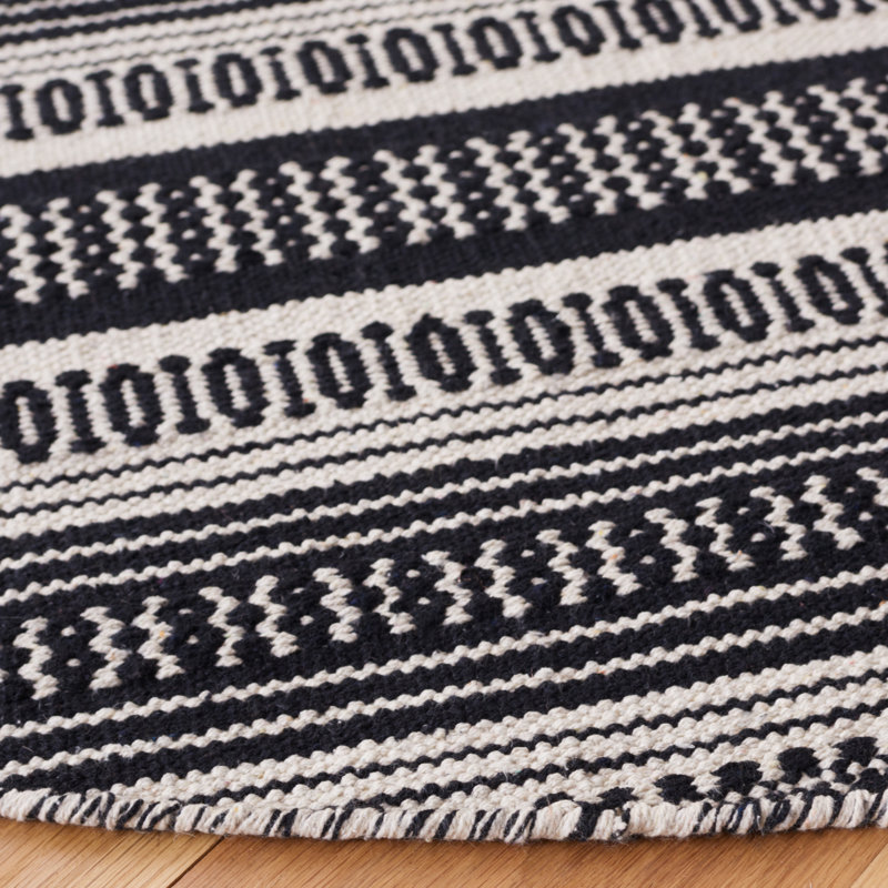 Annia Flat Weave Cotton Southwestern Rug, Round 6'