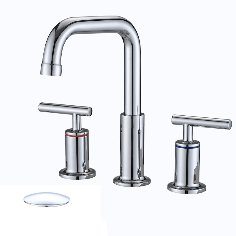 Widespread 2-handle Bathroom Faucet with Drain Assembly, Chrome