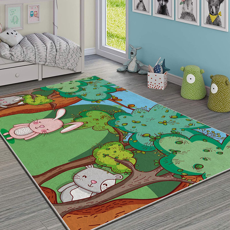 Luxurious Area Rug, 4.6 x 7.2 ft, 100% Polyester, 740 g/m² | Non-Slip Felt Dot Underside, Laminated Sponge for Comfort, Antibacterial & Easy to Clean | Stylish Velvet Fabric with Digital Print, Machine Washable