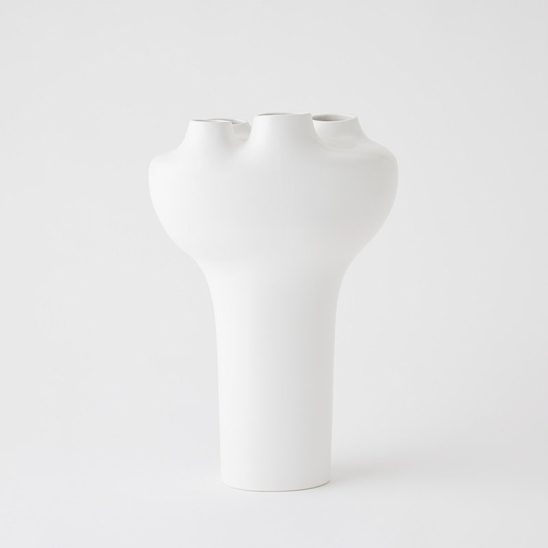 Geyser Handcrafted Earthenware Table Vase, White