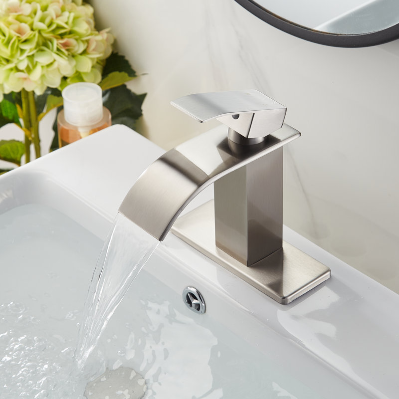 Single-Hole Single-handle Bathroom Faucet with Drain Assembly, Brushed Nickel