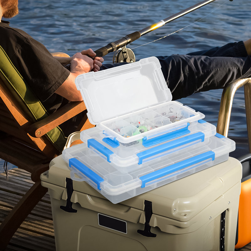 3Pcs 24 Grids Plastic Compartment Box With Adjustable Divider, Stackable Organizer Storage Container