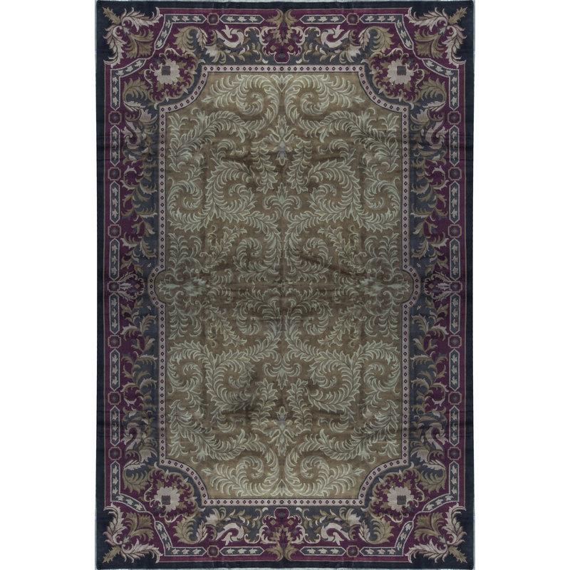 Tapis doré et rouge noué à la main de haute qualité