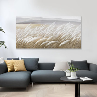 Wall Art Plant Home Decor Reed Canvas Art Wall Decor Nature Picture Wall Decor Framed Artwork For Living Room Bedroom Kitchen 24"X48"