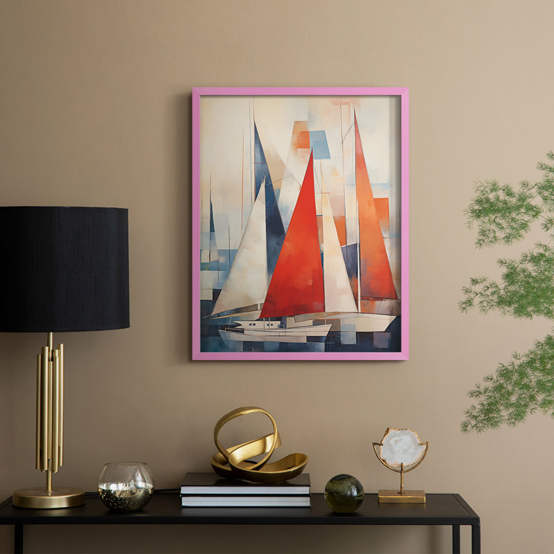 NAUTICAL Series CDXVII, reproduction encadrée - bois massif, H 21 po x l 17 po, Rose