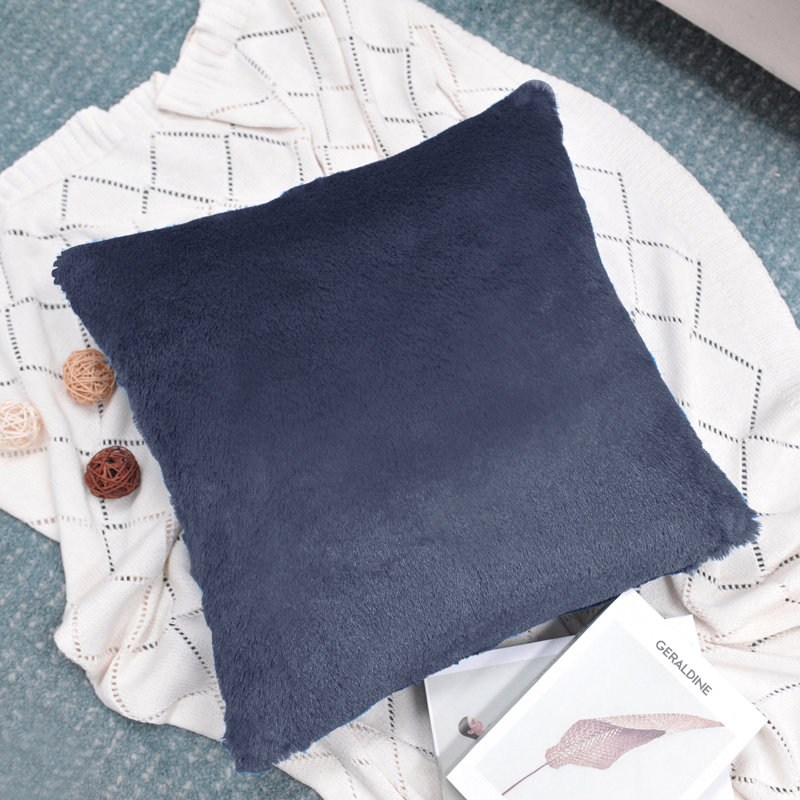 Housse de coussin réversible en fausse fourrure, Saphir foncé