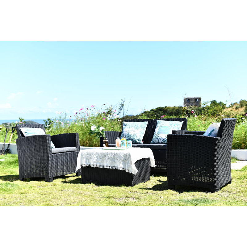 Faro Black 4 Seater Conversation Set