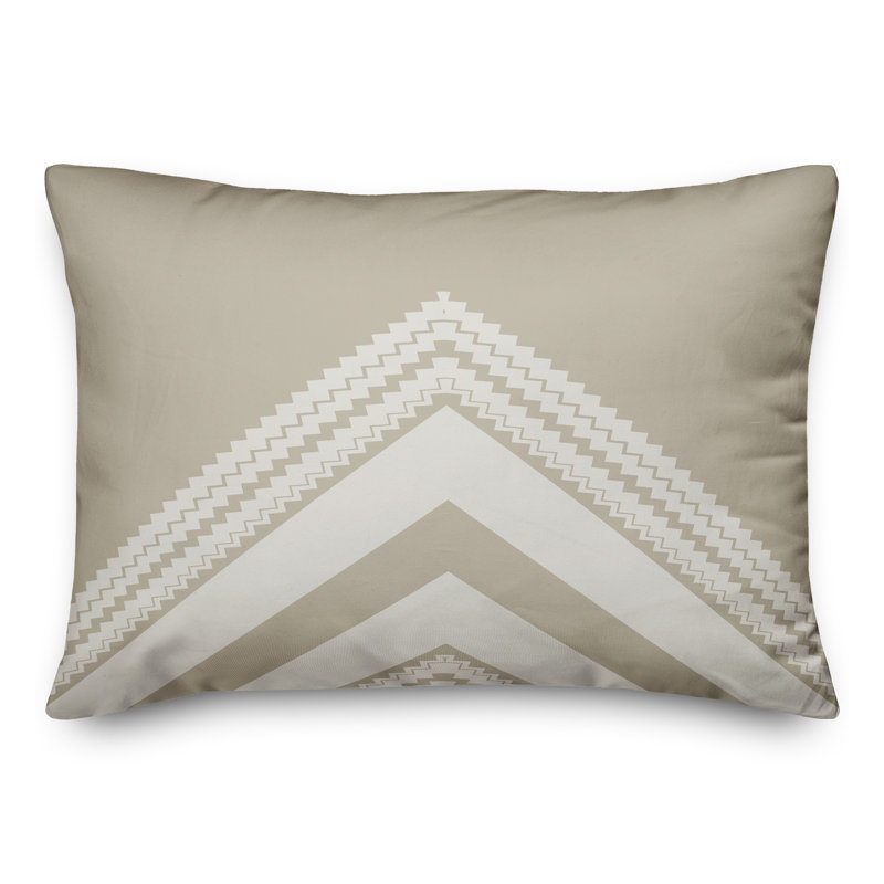 Greige Zig Zag Rectangular Pillow Cover & Insert