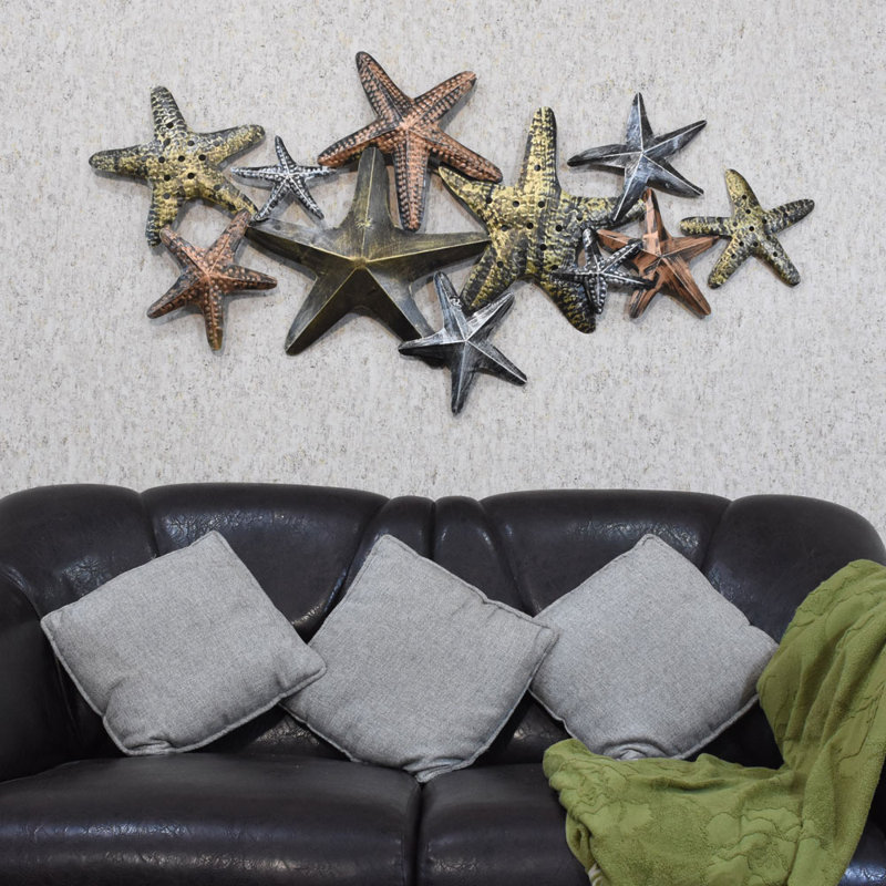 Handmade Abstract Wall Decor on Iron, Black/Copper/Silver