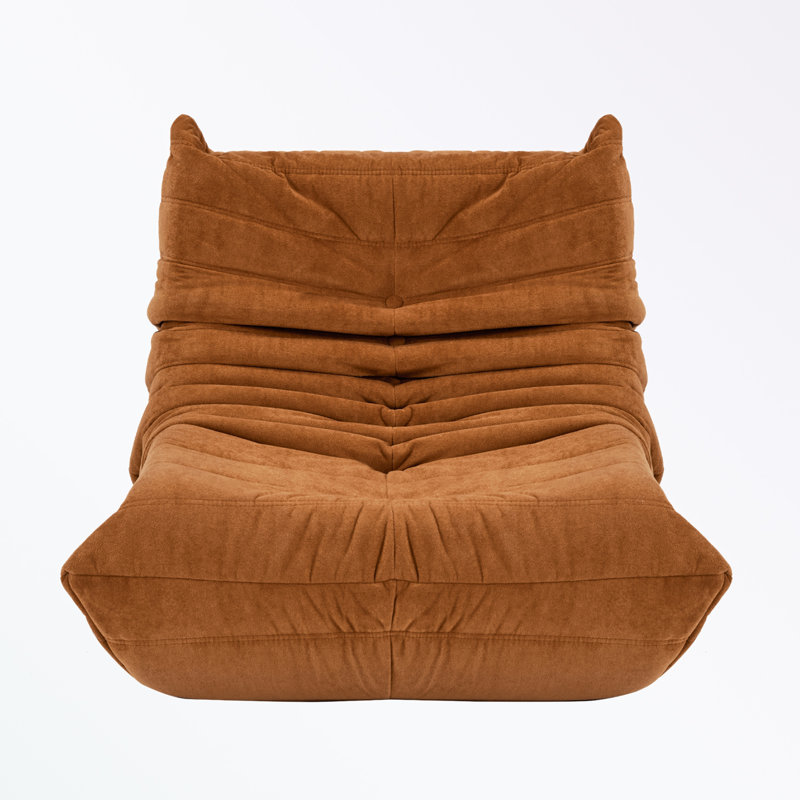 Bean bag Chair with button tufted back, Caramel Polyester