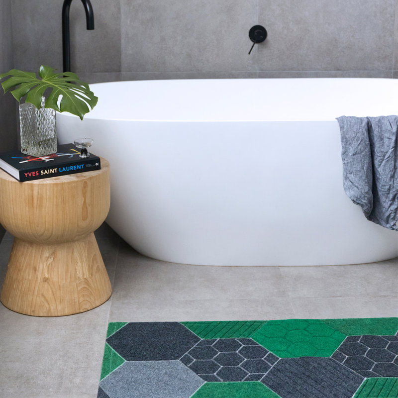 Tapis vert tissé à la machine Hex, Rectangle 9 pi 10 po x 13 pi 1 po