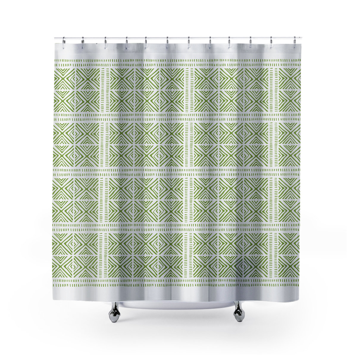 Thora Tribal Shower Curtain, ThoraTribal Chartreuse