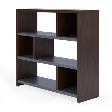 | Lucca | Bibliothèque à tablettes, Noyer et gris anthracite, (3 tablettes) H 43,11 po x l 47,24 po x P 15 po