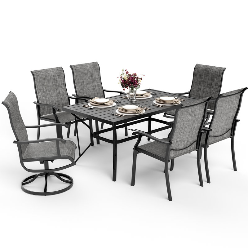 Urbai 6 - Person Patio Dining Set with Rectangular Table, Gray
