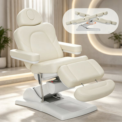 4-Motor 360° Swivel Fully Electric Massage Table with Backward Tilt, 660lbs Capacity, Length Adjustable, Beige