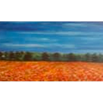 «Red Fields», peinture sur toile tendue