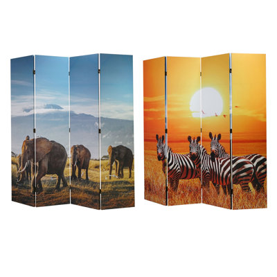 Margerie 63" W x 70" H 4-Panel Canvas Double-Sided Folding Room Divider by Red Barrel Studio