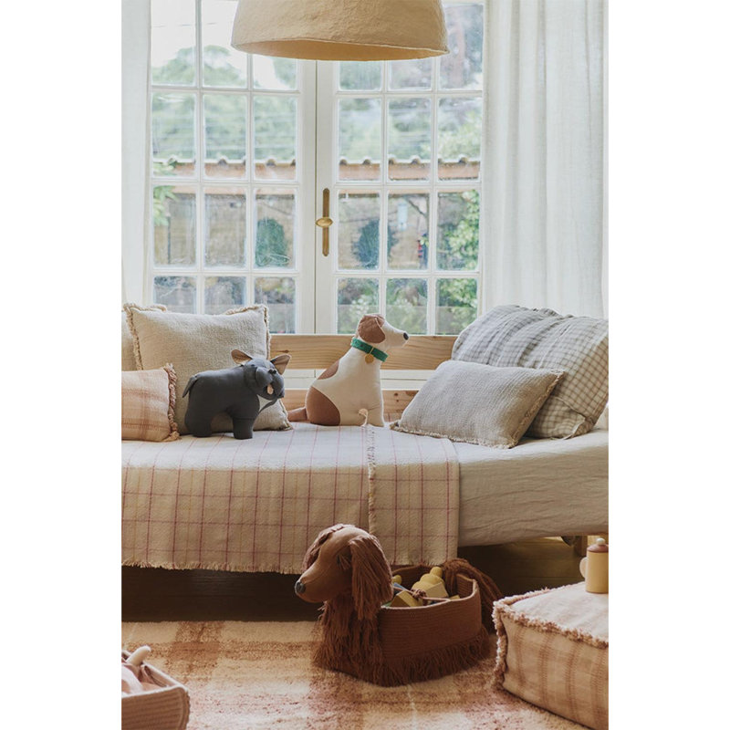 Jeté de lit pour enfant tissé à la main, Rose / naturel