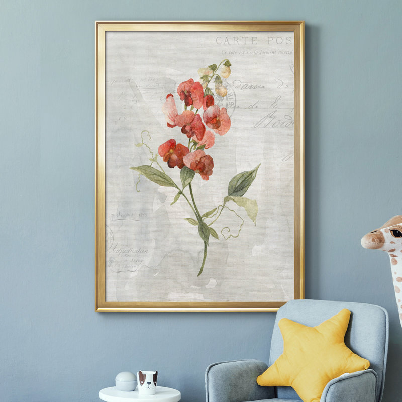 Lin Sweet Pea - peinture sur toile encadrée, Or, H 26,5 po x l 36,5 po x P 1,5 po