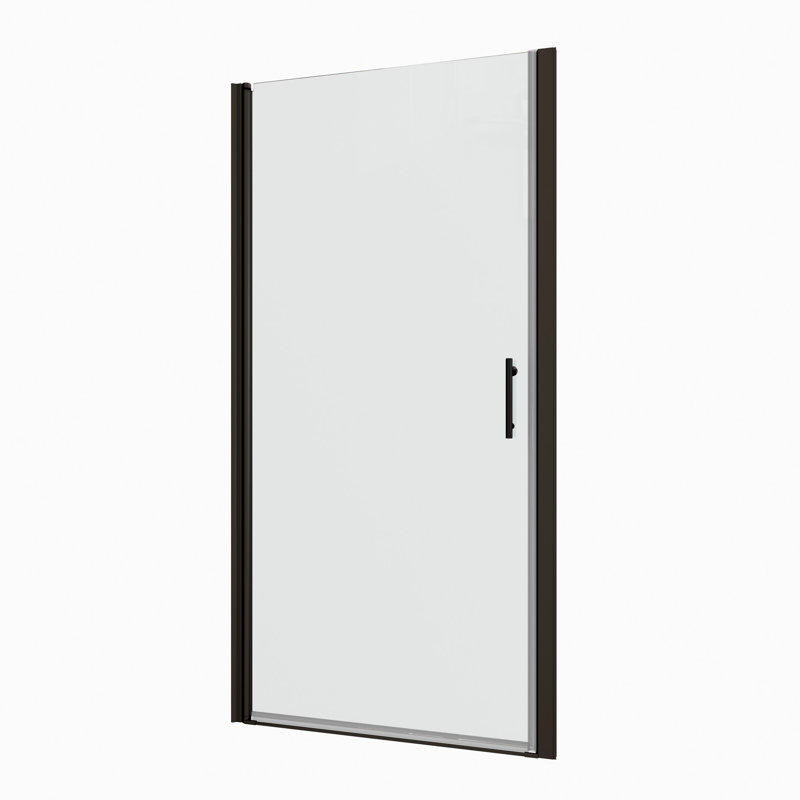 1/4" Tempered Glass Shower Door, Universal Pivot. Matte Black, 1 3/8" Adjustable, 36000 Times Tried, Leak Characteristic Signal Adjustable Door - Matted Black Wall Channel #304 Stainless Steel Handle