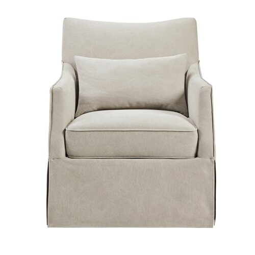 Martha Stewart London Farmhouse Skirted Swivel Chair with Lumbar Pillow ...