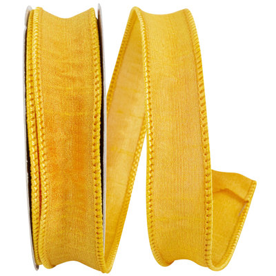 7/8"X10Yds Dupioni Yellow Wired Edge Ribbon