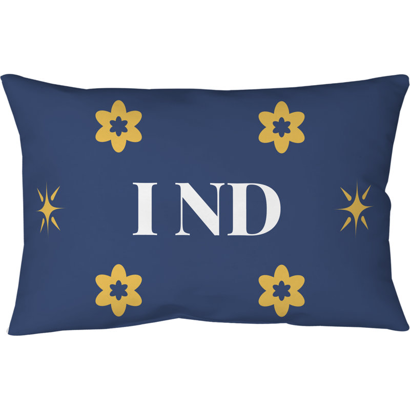 Coussin en polyester Indianapolis, Bleu marine / or / blanc, Rectangle H 18 po x l 25 po