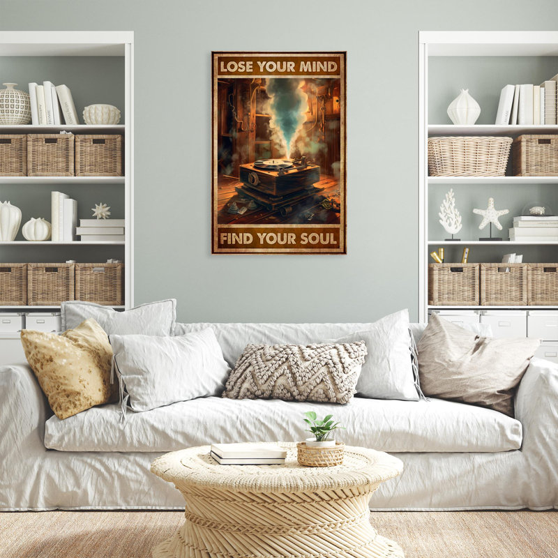 Impression sur toile, disques vinyle, H 36 po x l 24 po x P 1,25 po