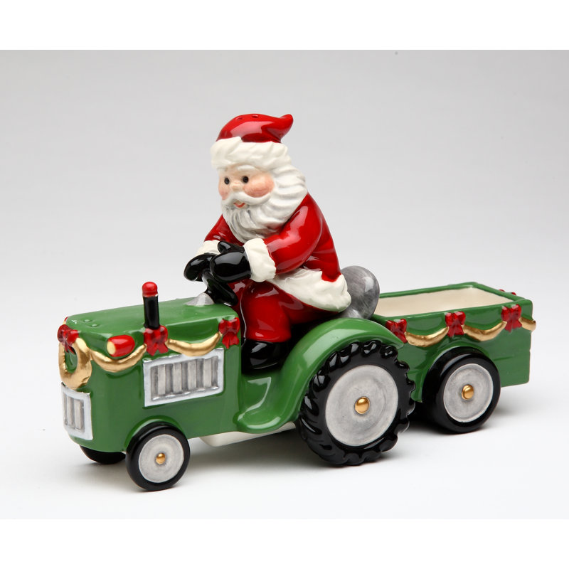 The Holiday Aisle Haddington Santa conduisant un tracteur salière et poivrière