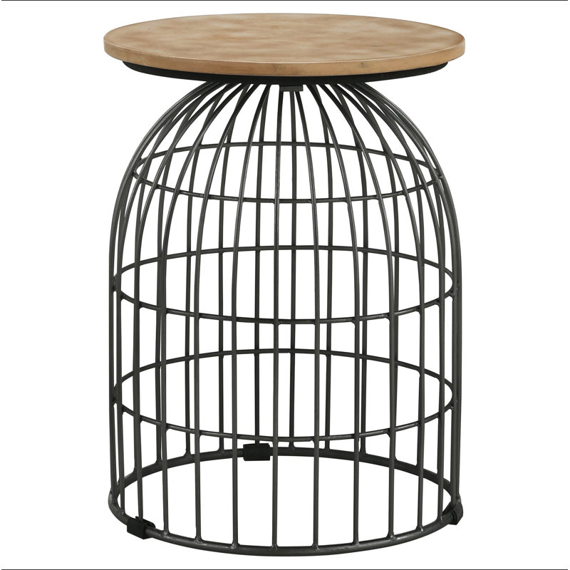 Natural and Gunmetal Wire Frame Side Table