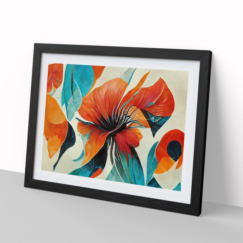 Flowers Abstract Vol.5 - Single Picture Frame Painting, Black, 46cm H x 64cm W x 2cm D