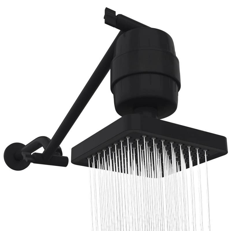 High Pressure Rain Shower Head  (Black), Matte Black, Square